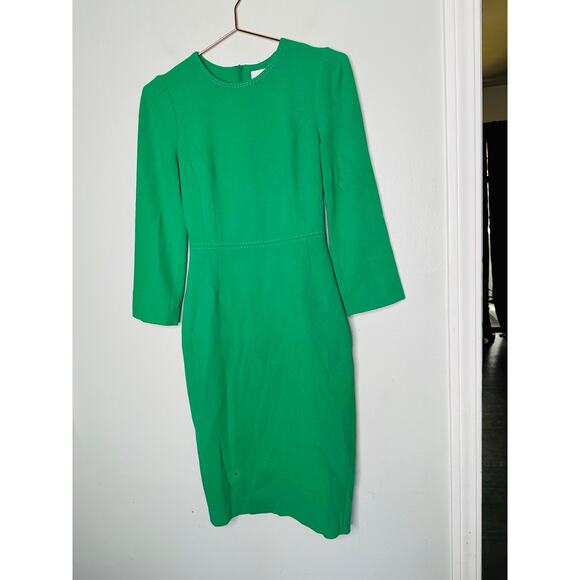 L.K. BENNETT Emerald Green Crew Neckline Everett Sheath Midi Dress Size US 2 - Picture 3 of 15